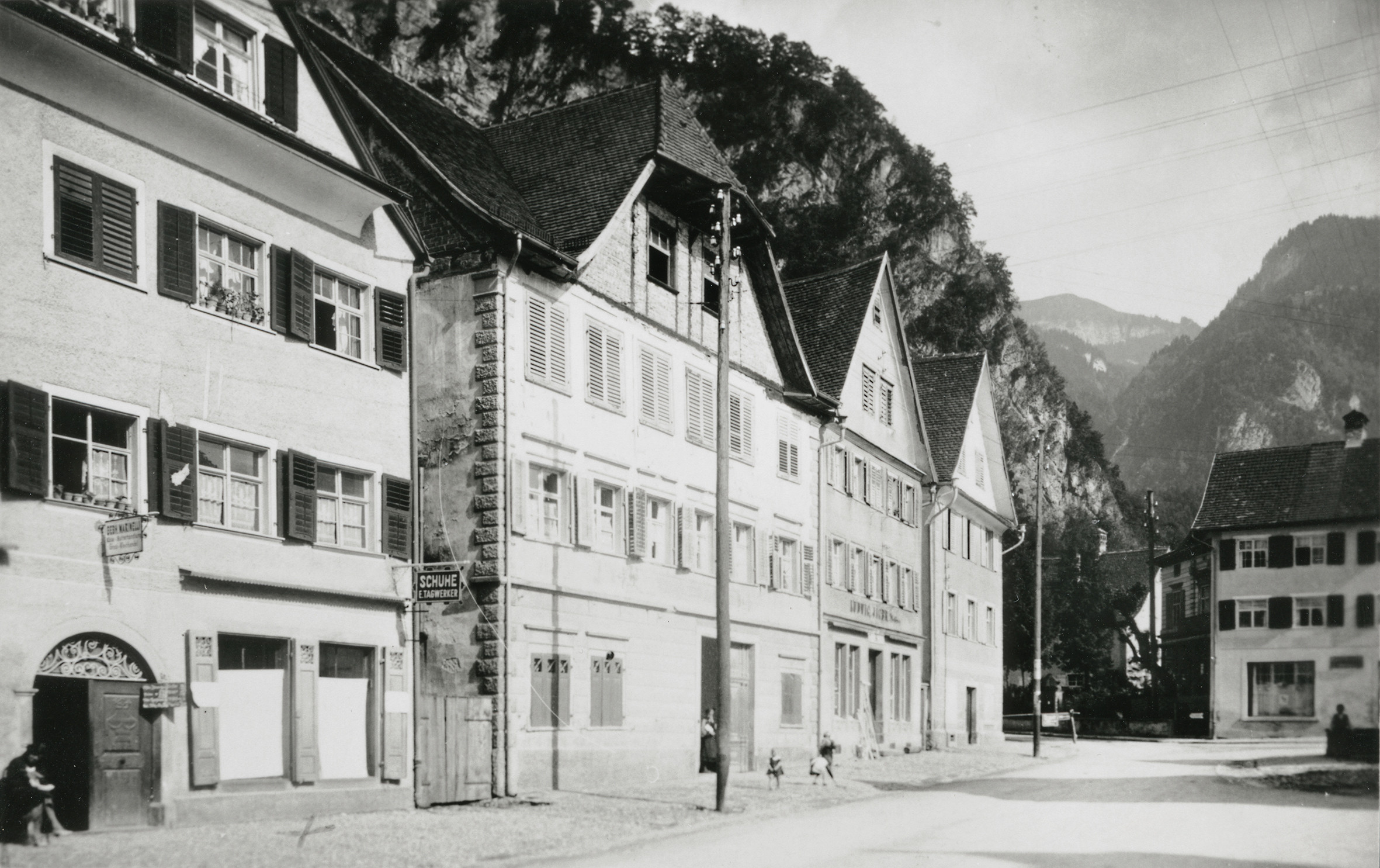 Bürgerhäuser im Jüdischen Viertel Hohenems, um 1933