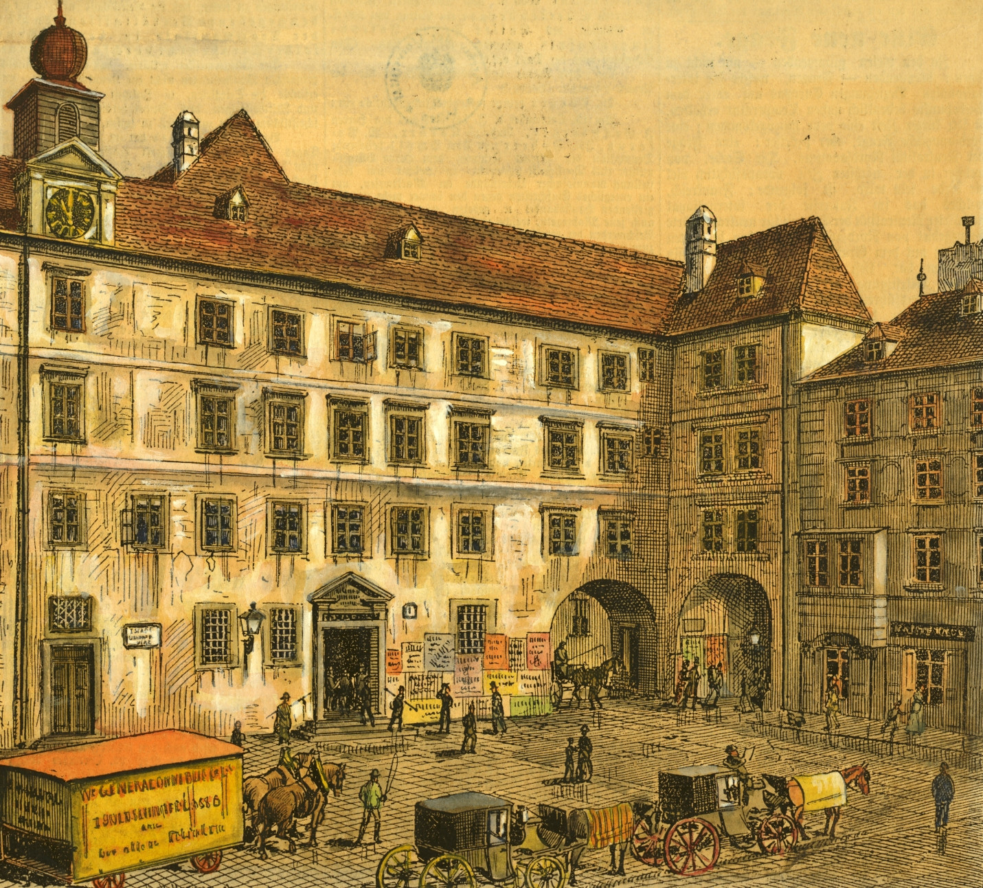 Ansicht des ehemaligen Kollegsgebäudes, das vom Jesuitenorden im 17. Jahrhundert für die Universität Wien errichtet wurde.